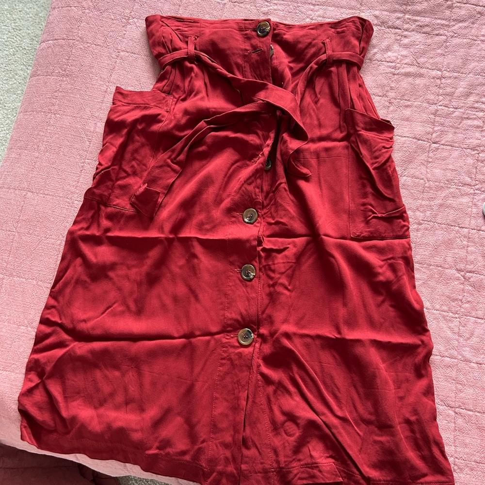 Elegant Red Midi Skirt